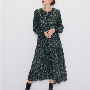 Zara green print dress size xxl
